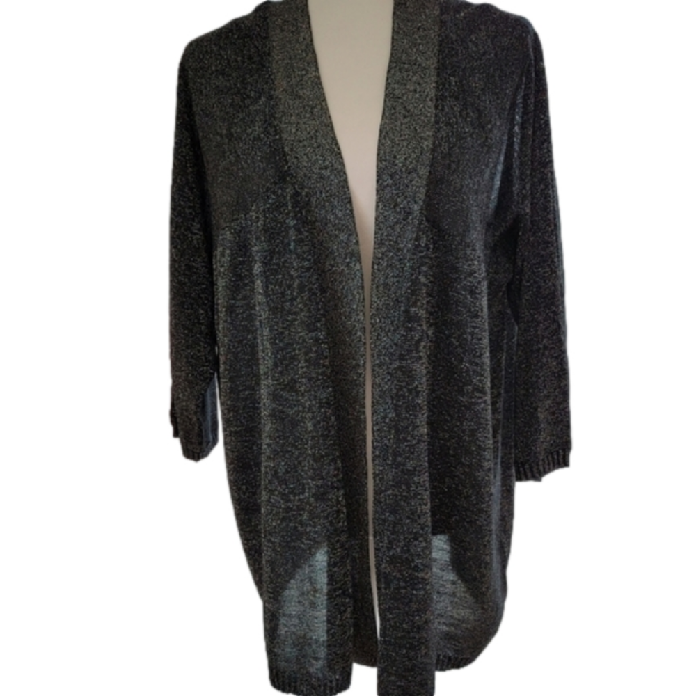 NWT Designer Originals Black/Silver Sparkle Cardigan Size 1X